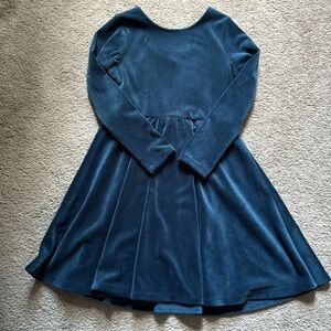 Blue velour skater dress from tea collection aged eight